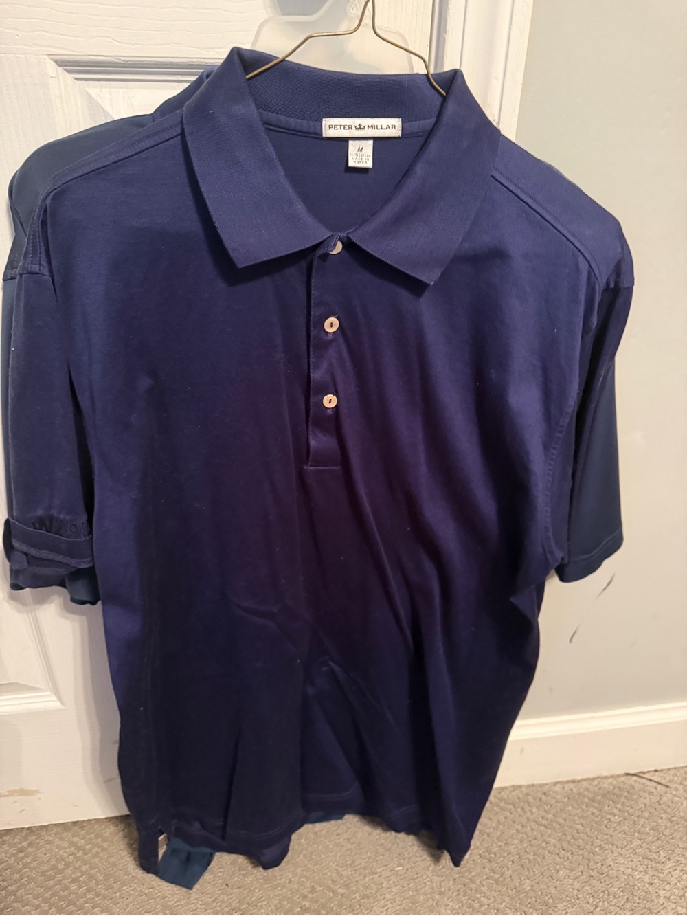 Peter Millar Men's Navy Blue Button-Down Polo Shirt
